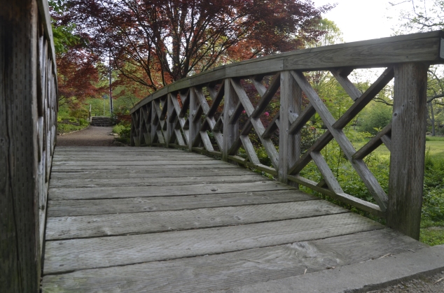This foot bridge leads into a walking trail at Hurley Park. 