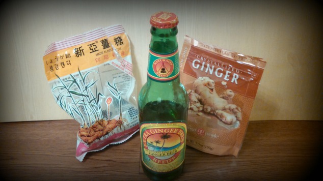 Ginger candy, Reed's Ginger Brew (looks like beer, but just stroooong ginger ale) and Crystallized ginger have seen me through nausea. 